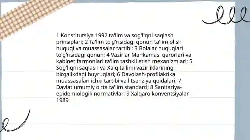 Davolash-profilaktika muassasalarida statsionar sharoitda uzoq muddat davolanishga muhtoj bolalarga umumiy o'rta ta'lim berishni tashkil etish 4