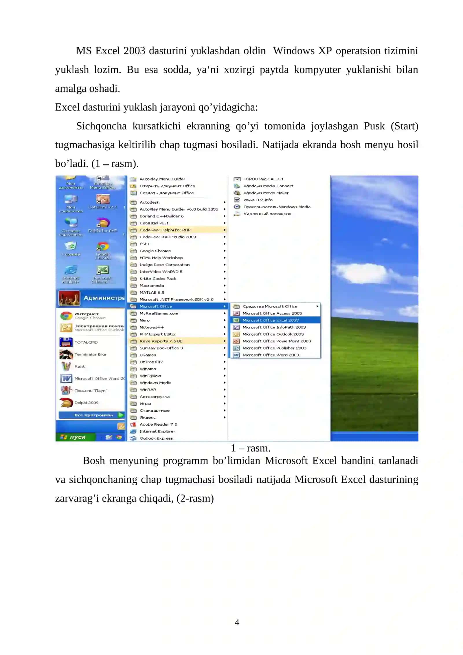 Excel elektron jadval dasturi yordamida amaliy masalalarni yechish 4