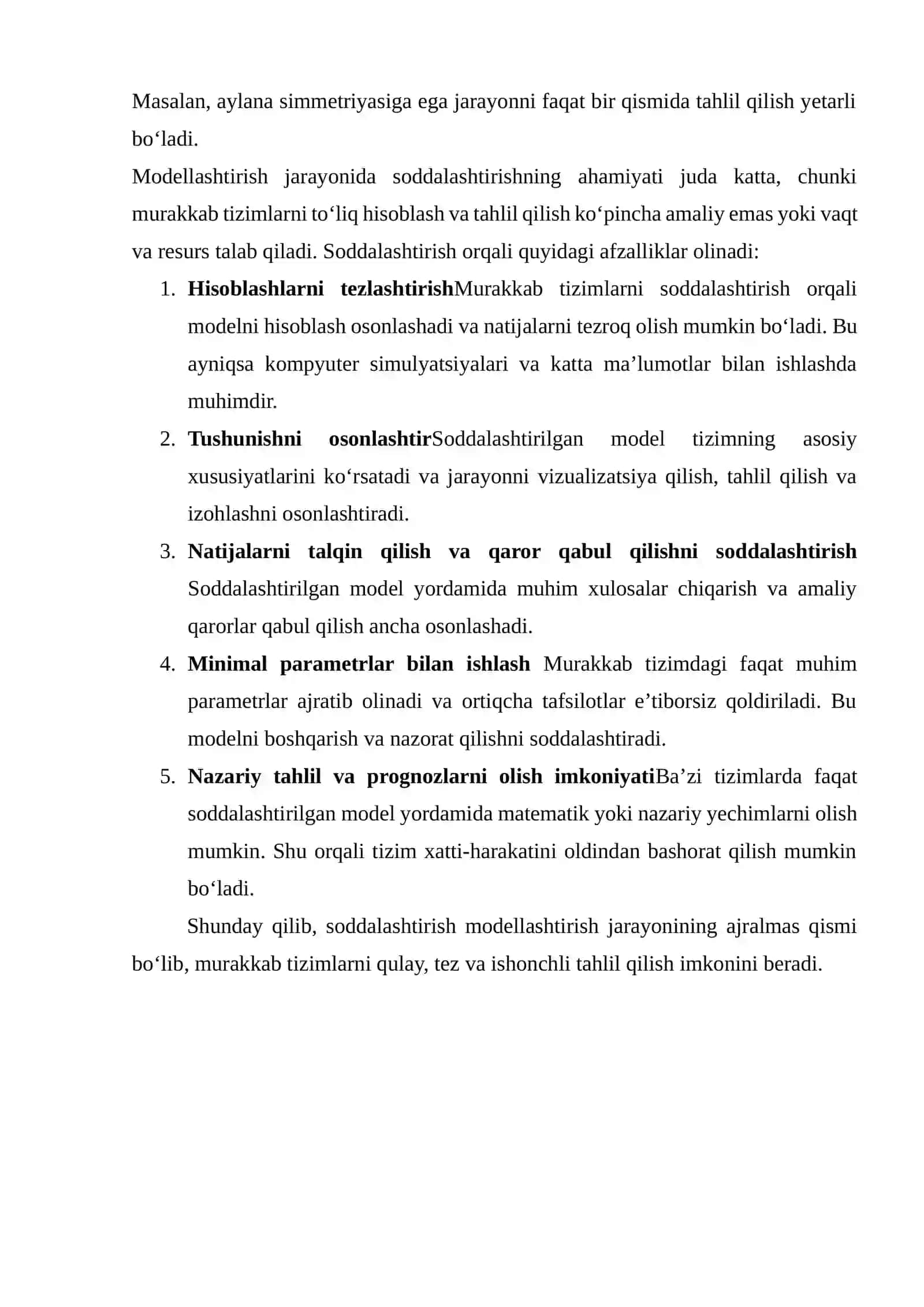 Modellashtirishda soddalashtirish usullari 4