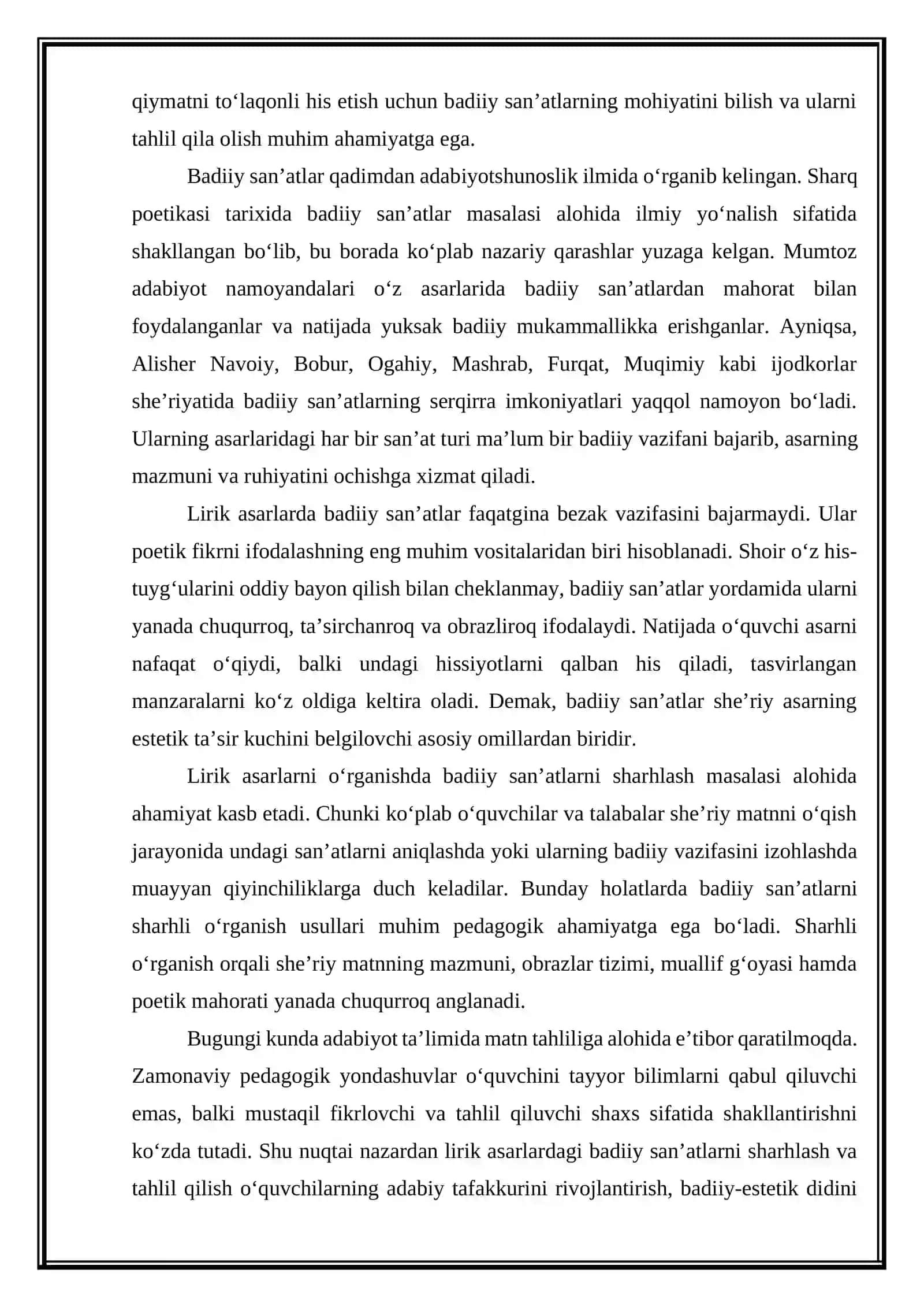 Lirik asarlardagi badiiy san'at turlarini sharhli o‘rganish usullari 4