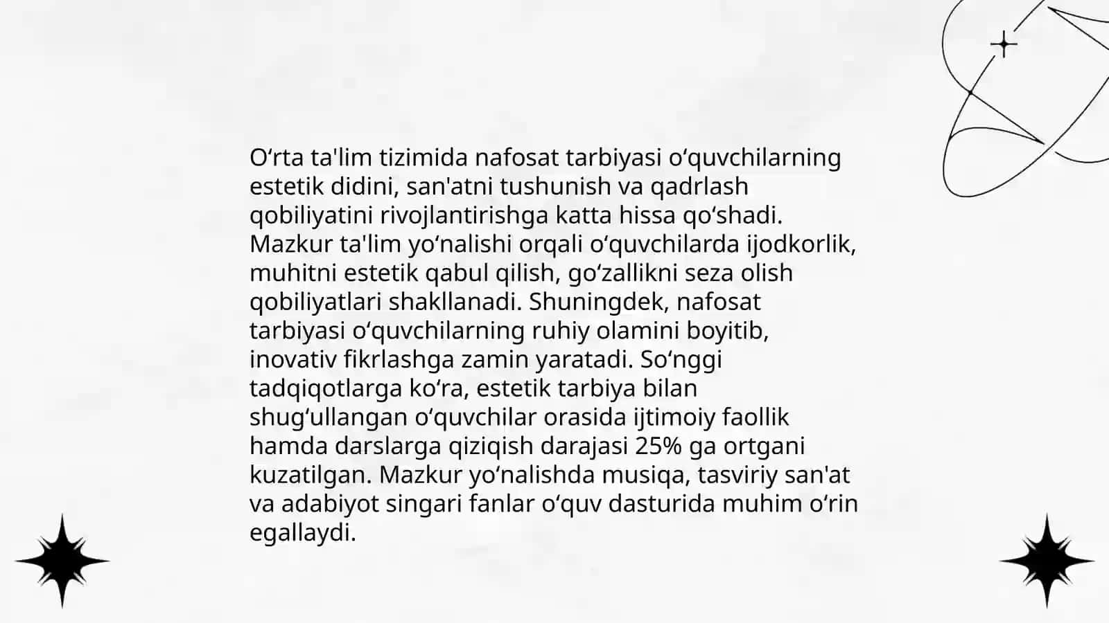 Ma'naviy axloqiy tarbiyalash. Nafosat tarbiyasi 4