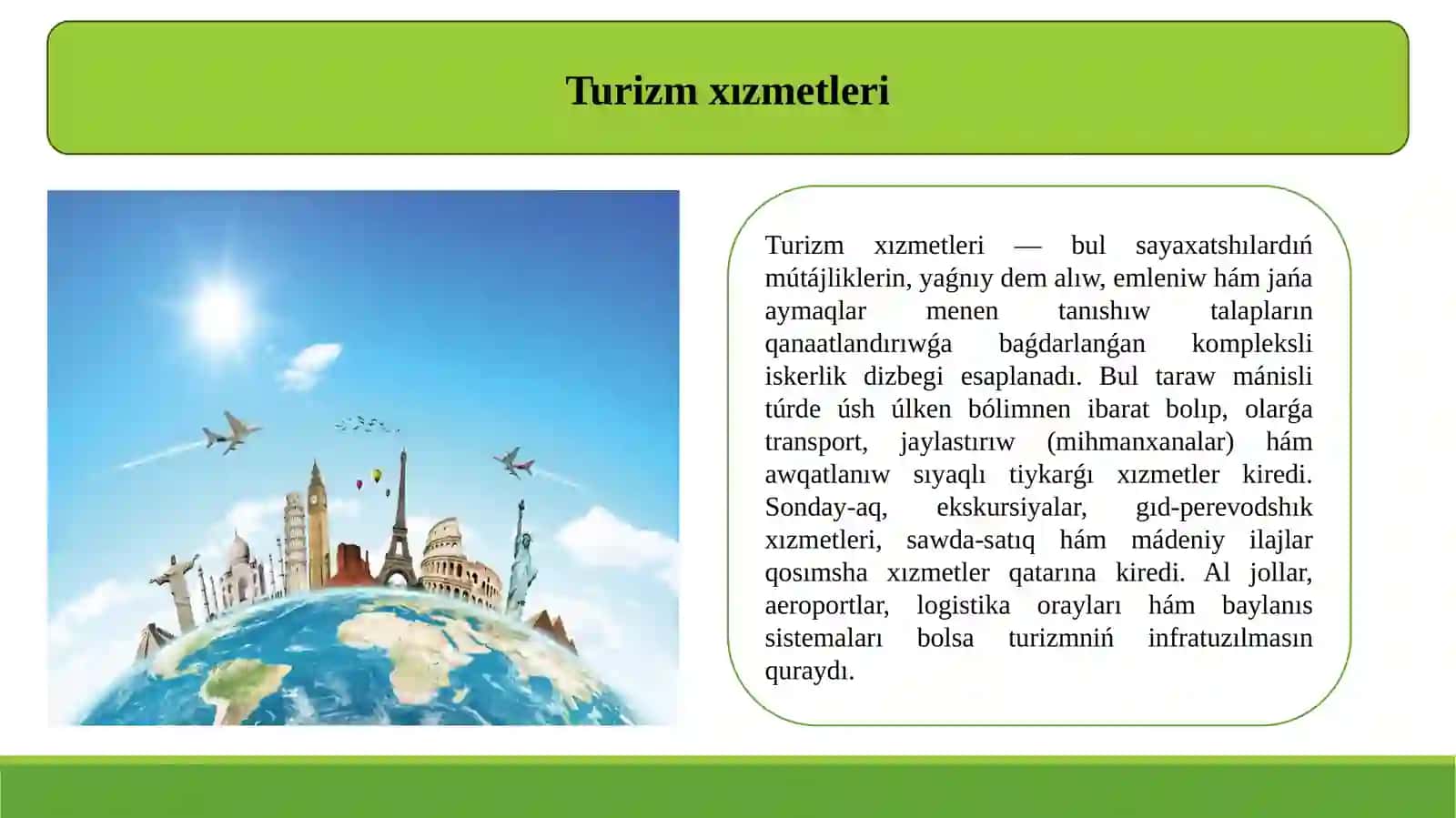 Turizm tarawınıń rawajlanıwı 4