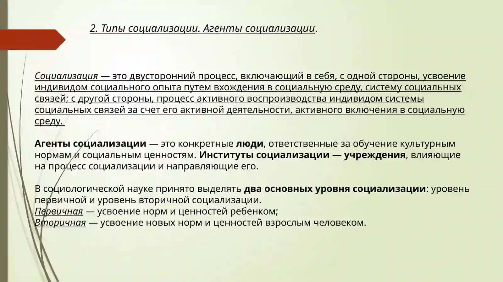 Первичная и вторичная социализация 4