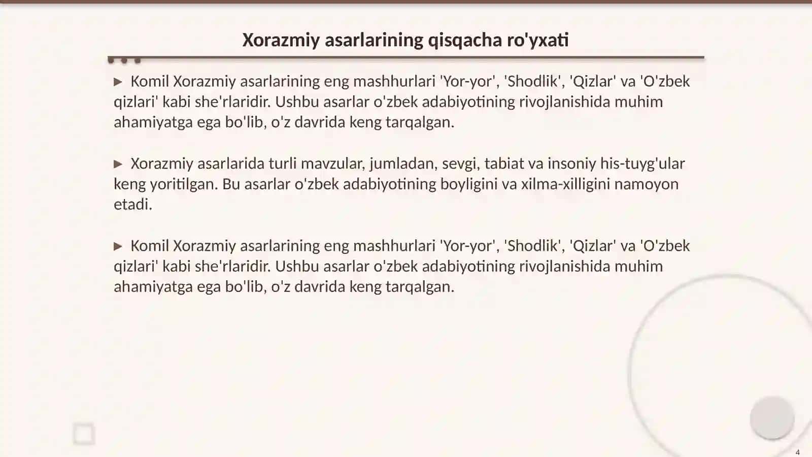 Komil Xorazmiy adabiy merosi 4