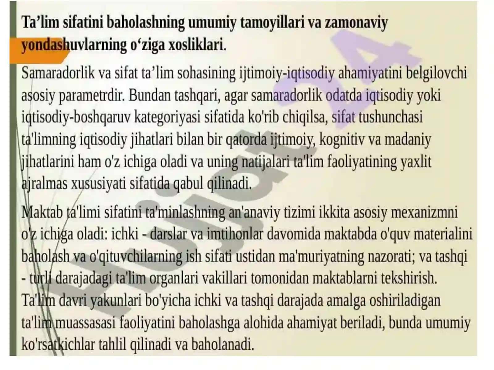 Ta'lim sifatiniloyixalashning asosiy vazifalari 4
