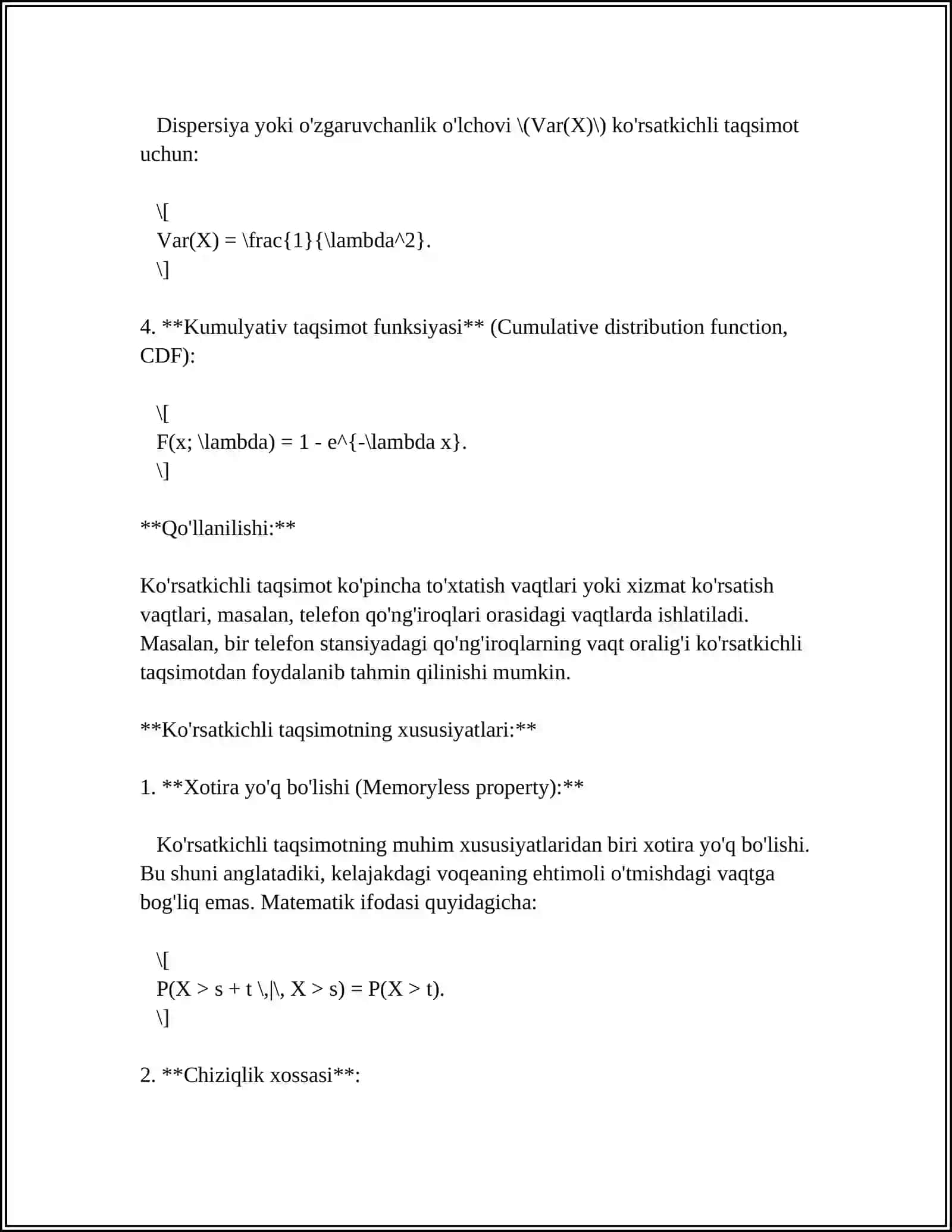Ko'rsatkichli taqsimot 4