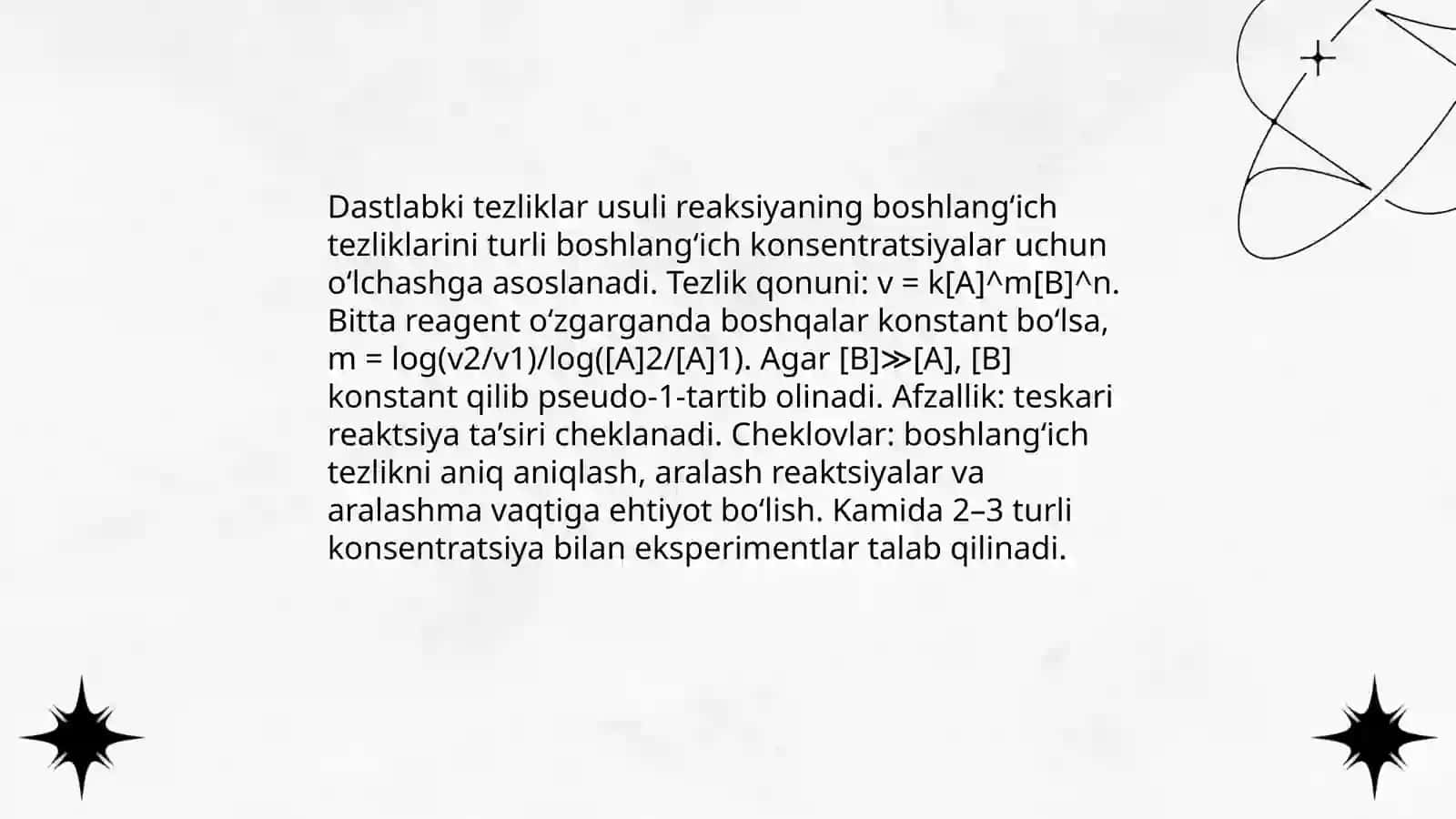 reaksiya tartibini topish usullari 4