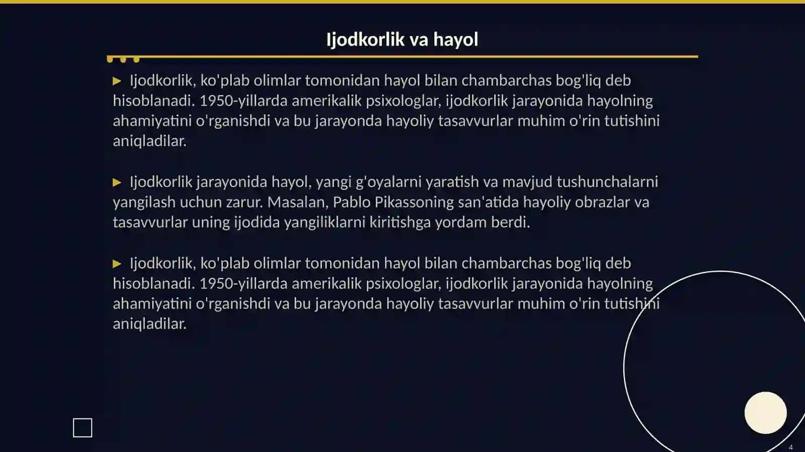 Hayol va uning funktsiyalari 4