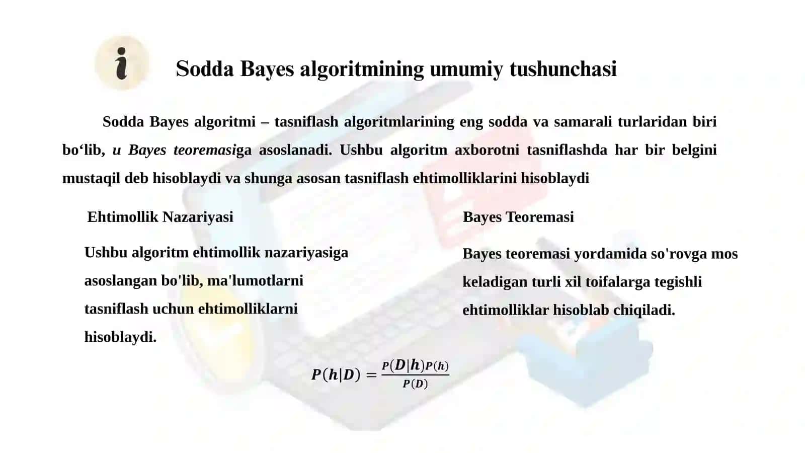 AXBOROTNI IZLASH VA AJRATISHDA SODDA BAYES ALGORITMLARI 4