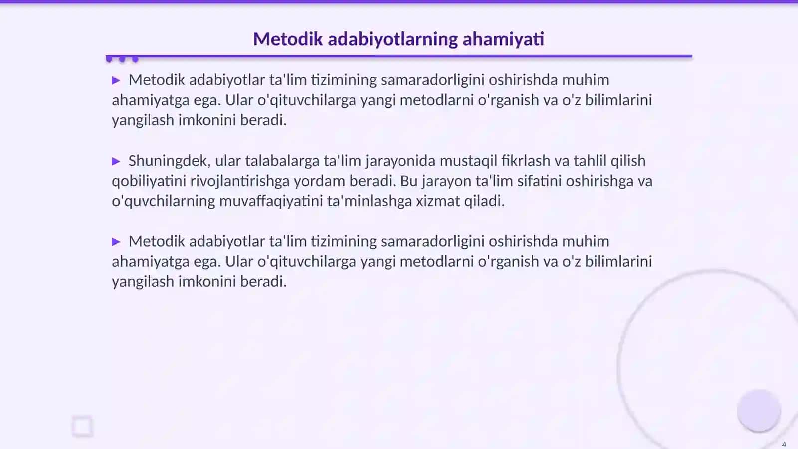 Metodik adabiyotlarni tahlil qilish 4
