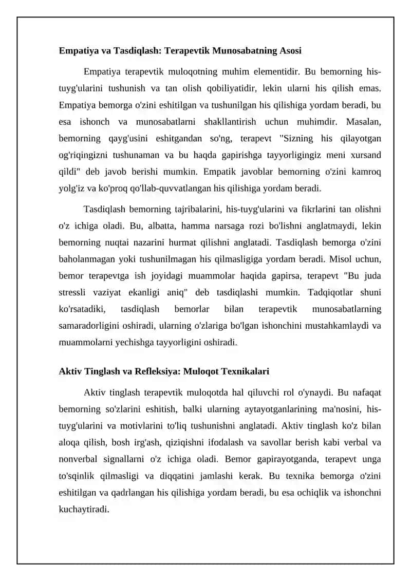 Terapevtik muloqotning asosiy tamoyillari 4