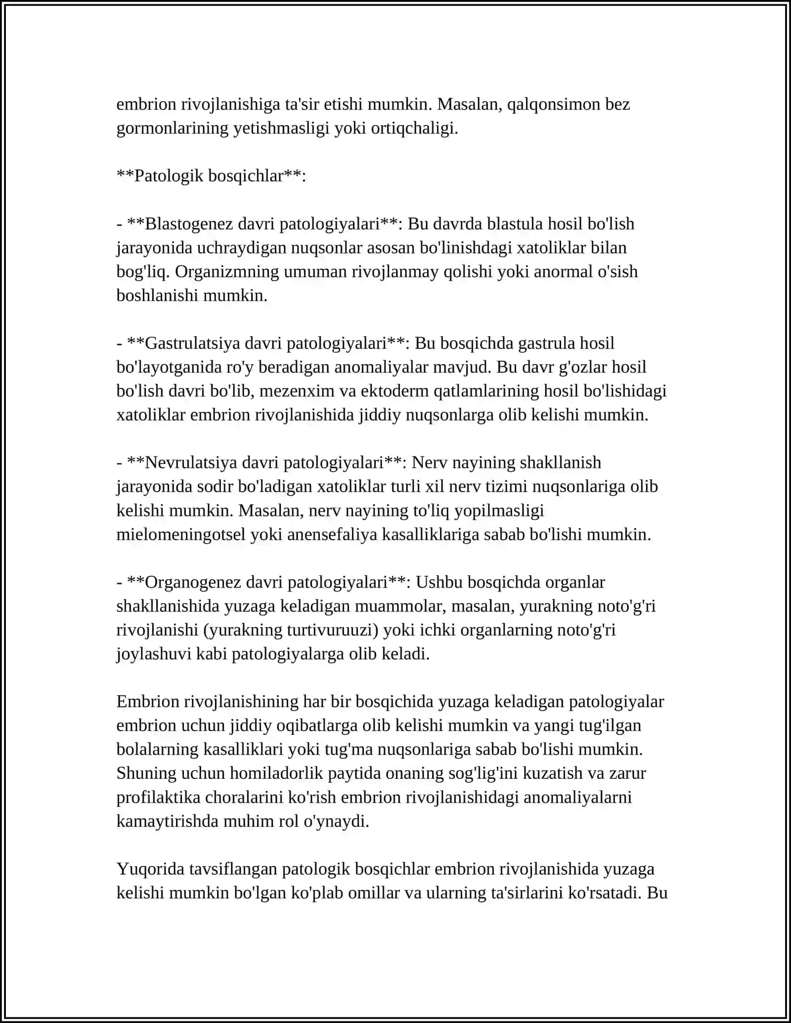 EMBRIOGENEZ PATOLOGIYASI 4