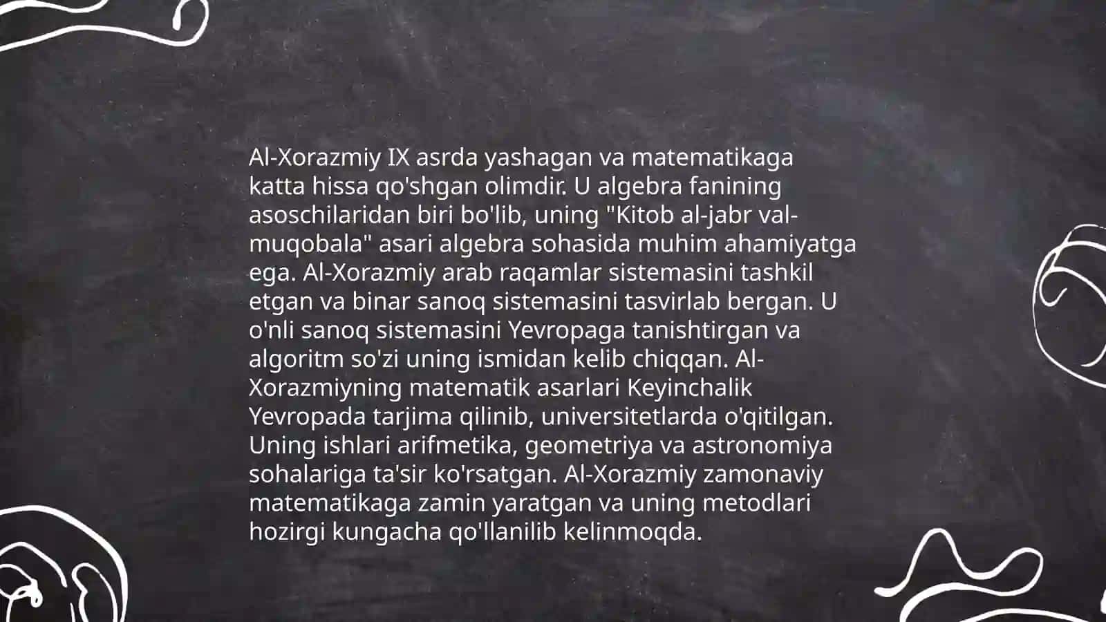 M.Xorazmiyning hayoti va ilmiy faoliyati 4