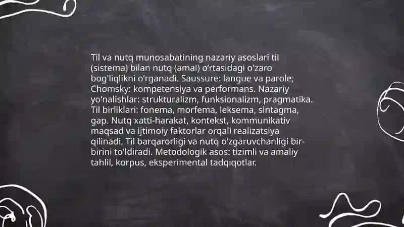 Til va nutq munosabati. Til va nutq birliklari 4