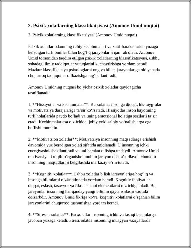 PSIXIK XOLATLAR HAQIDA TUSHUNCHA 4