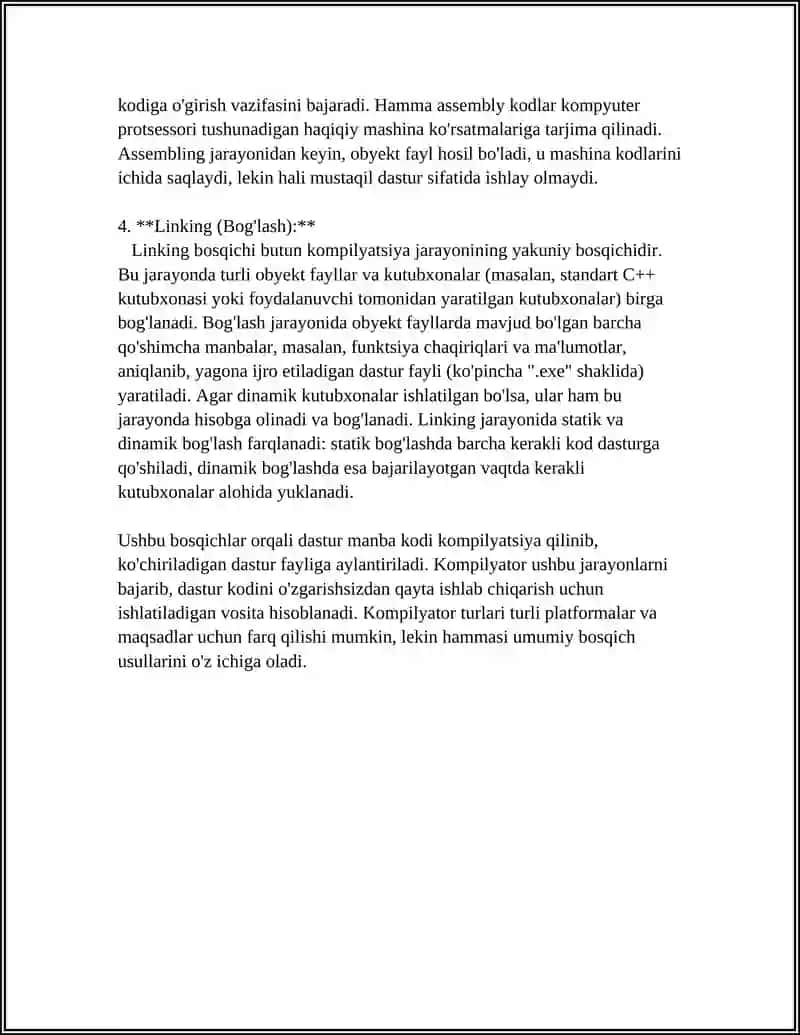 C++ DASTURLASH TILIDA DASTUR KOMPILYATSIYASI VA KOMPILYATOR TURLARI 4