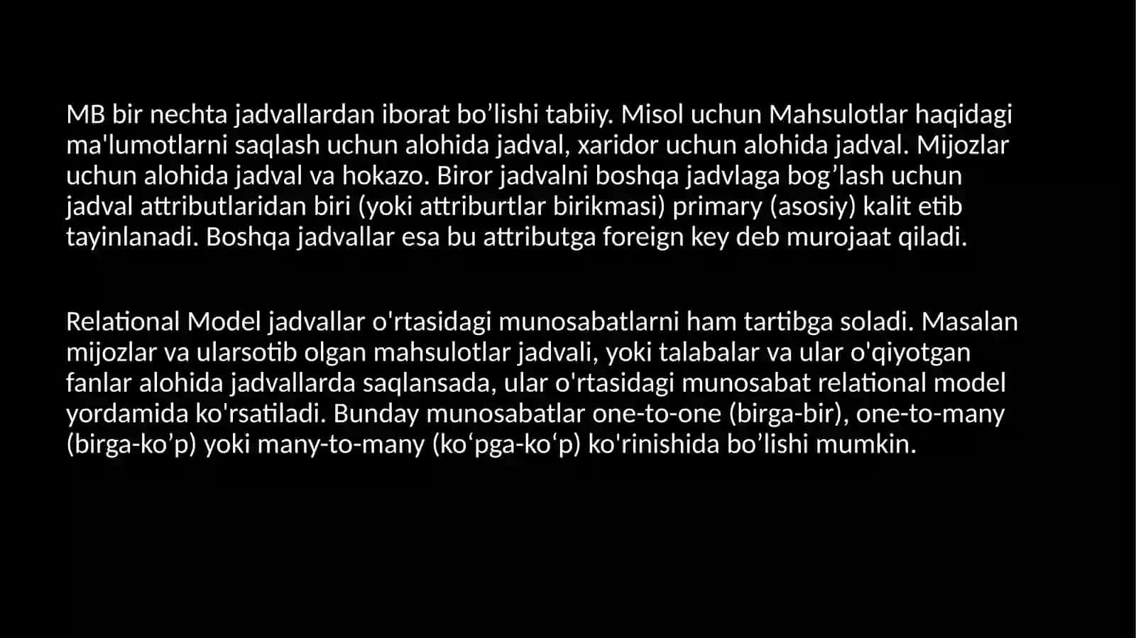 Relyatsion ma‘lumotlar bazasini loyihalash 4