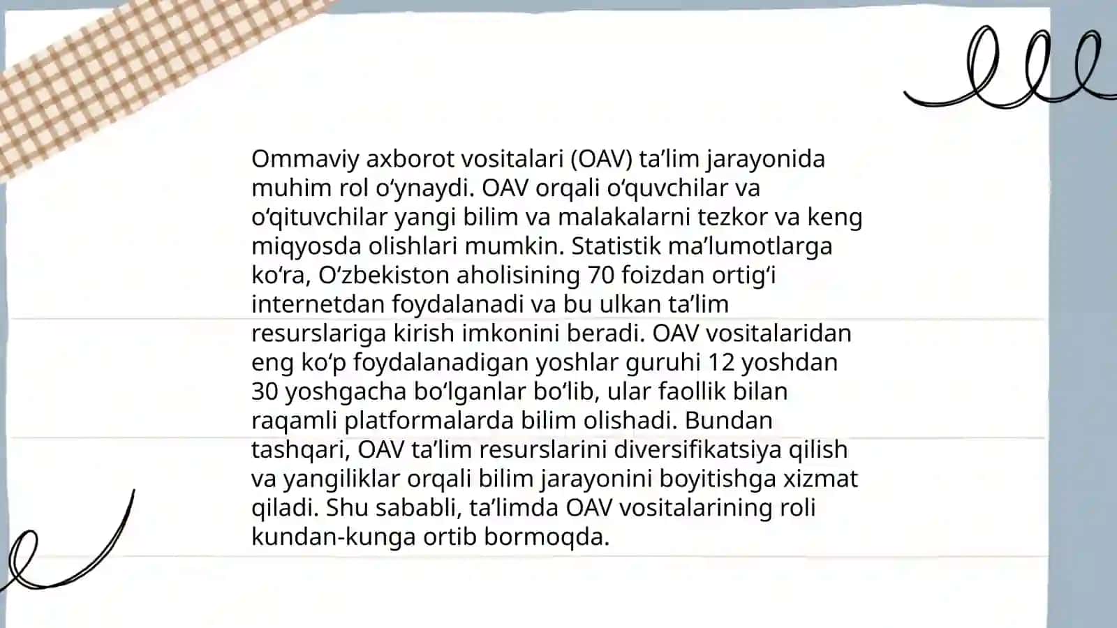 Maktab ta'limi jarayonining OAV bilan uzviyligi 4