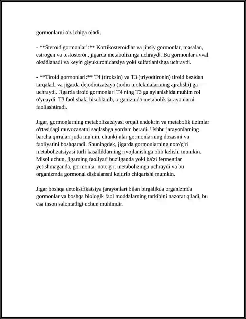Jigarda gormonlarni metabolizatsiya 4