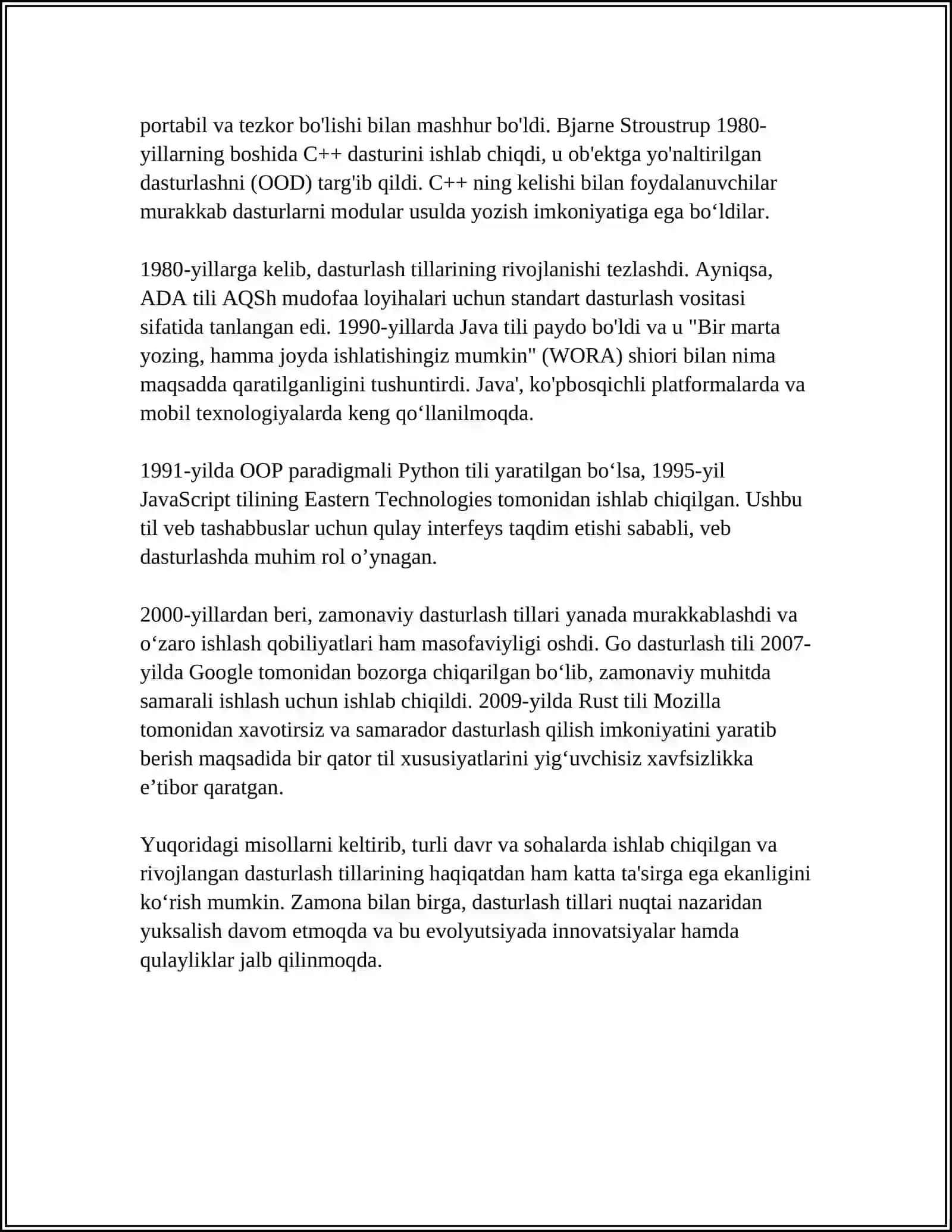 ZAMONAVIY DASTURLASH TILLARINING TAHLILI 4