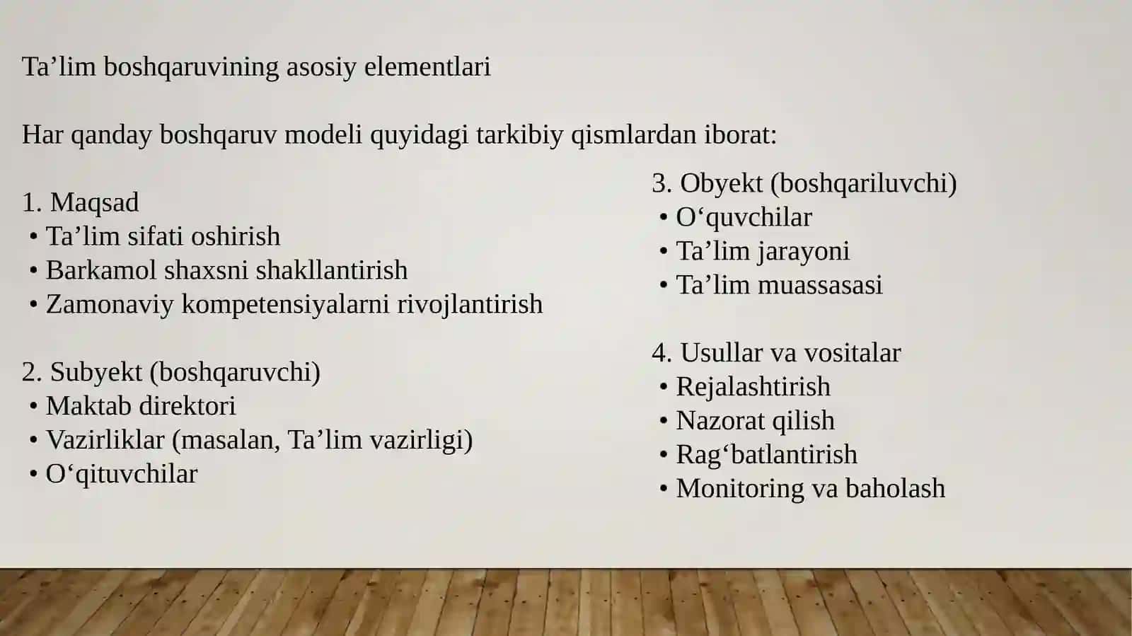 Ta'limda boshqaruv modeli 4