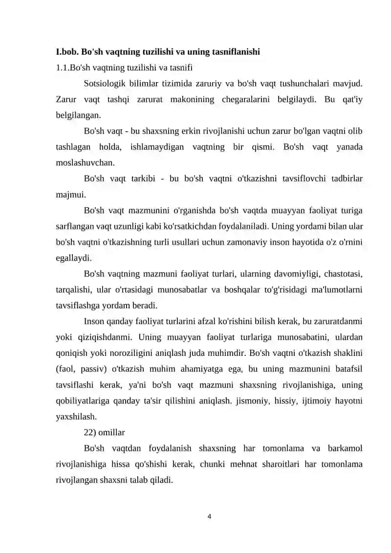 Bo’sh vaqtdan unumli foydalanish tasnifi 4
