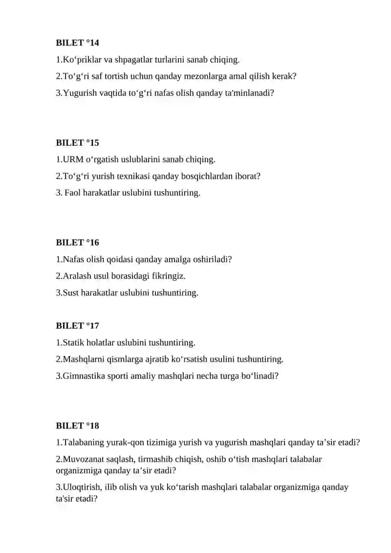 Gimnastikadan bilet topshiriqlari 4