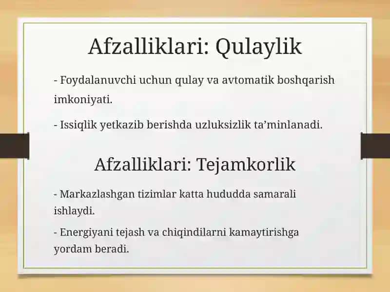 Issiqlik ta’minotining afzalligi va kamchiligi 4