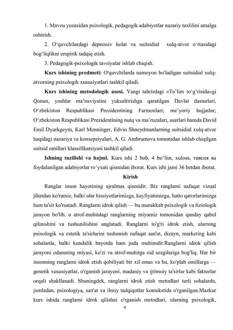 Ranglarni idrok qilishni o'rganish metodlari. 4