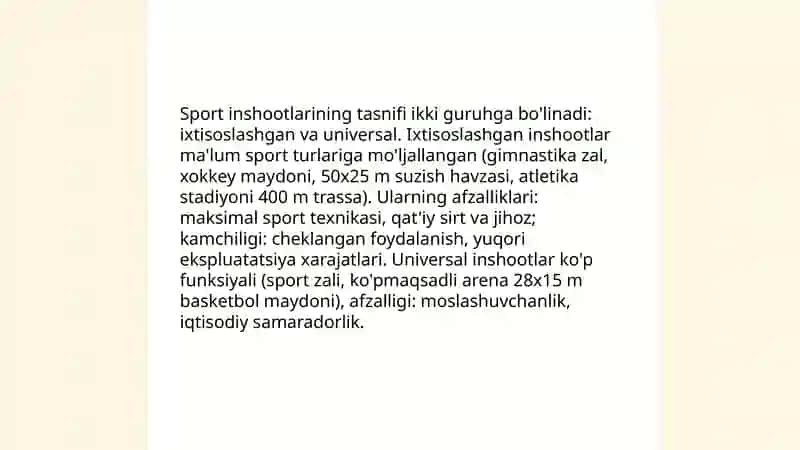 Sport inshaotlarining tasnifi 4