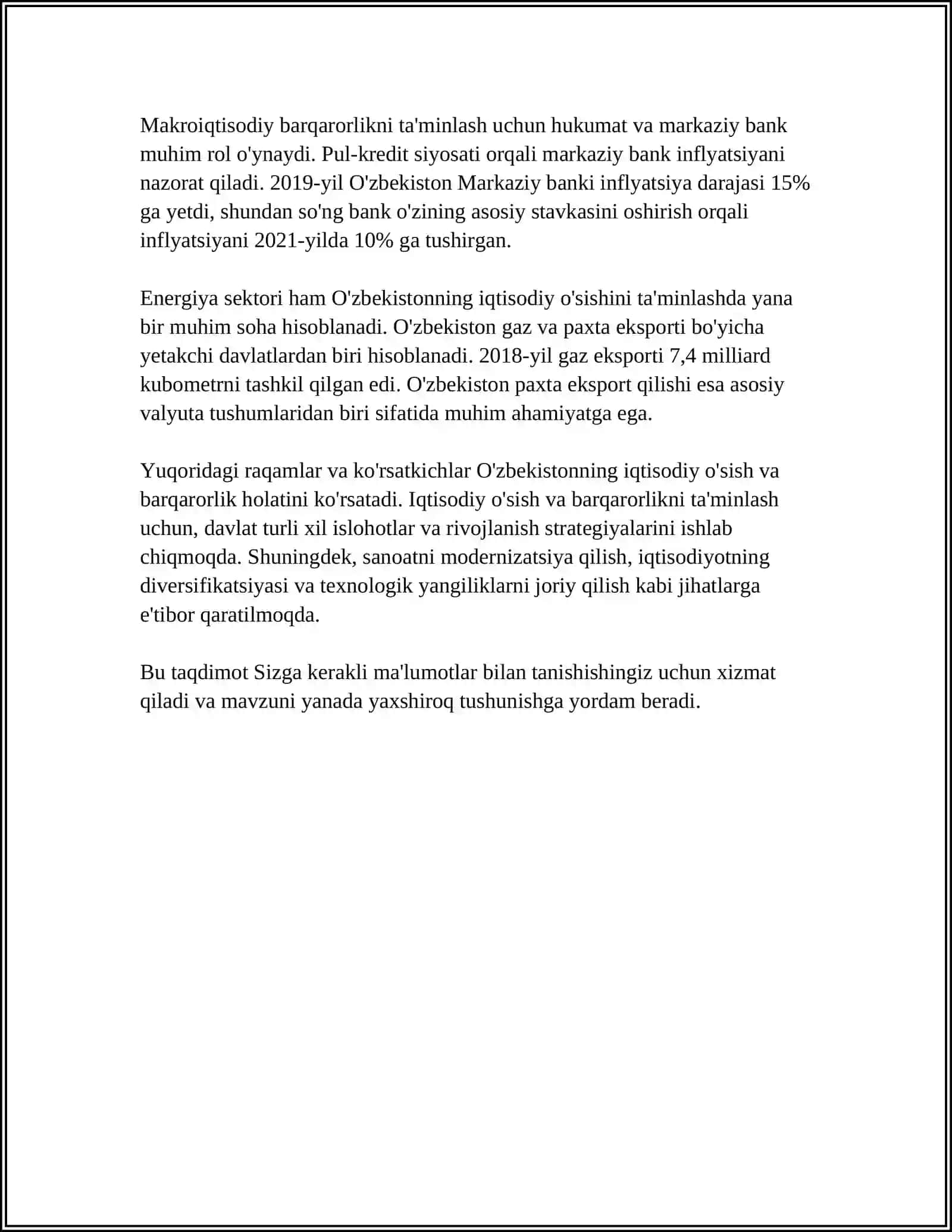 QISQA MUDDATLI IQTISODIY O‘SISH 4