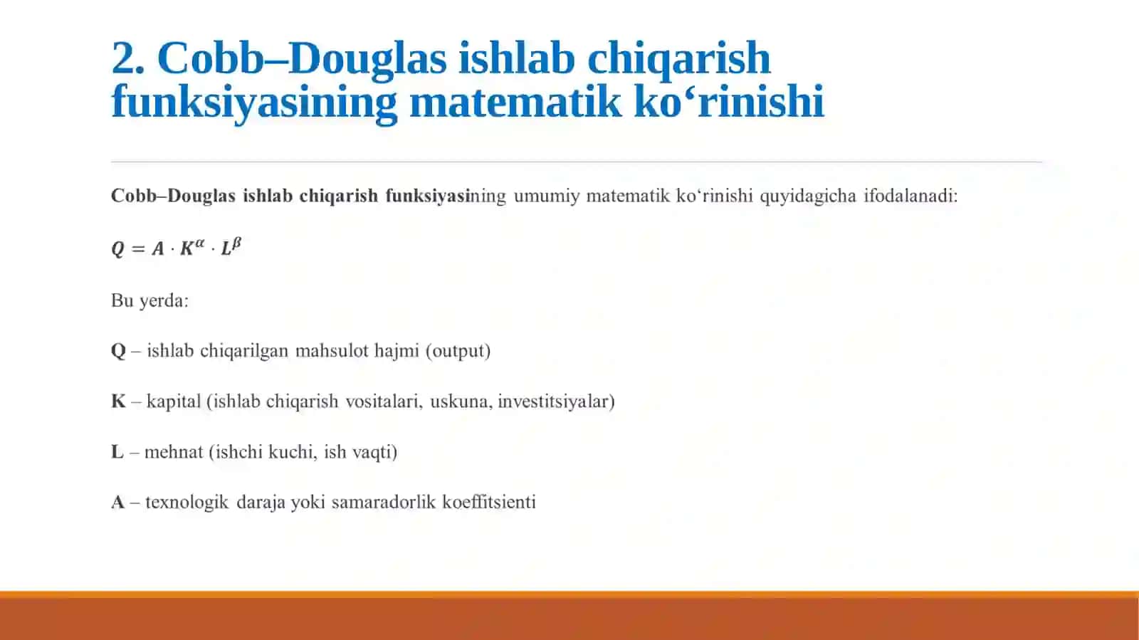 Cobb-Douglas ishlabchiqarish funksiyasi 4