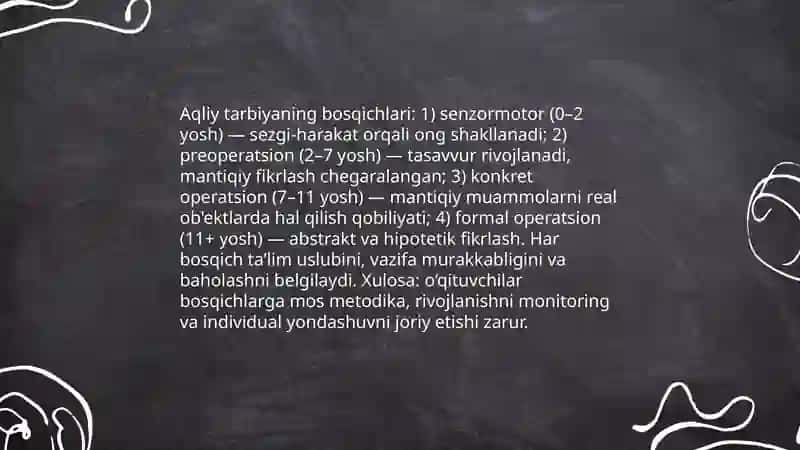 Oʻquvchilarning aqliy tarbiyasi 4