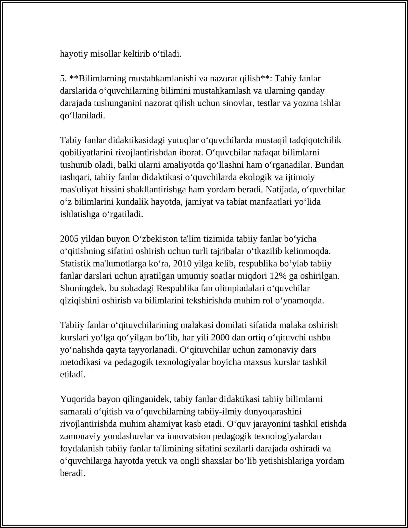 TABIIY FANLAR NAZARIYASI VA METODIKASI FANINI OʼQITISH MEXANIZIMI 4