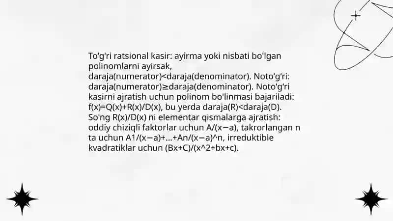 Kasir ratsional funksiyalarini integrallash 4