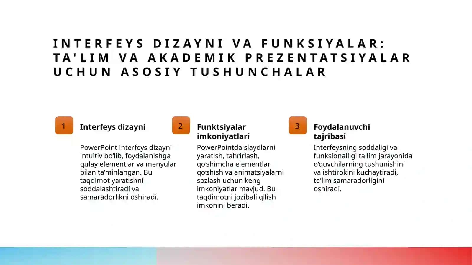 PowerPoint interfeysi va slayd asoslari 4