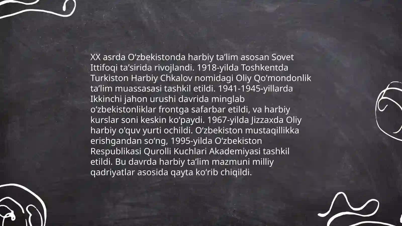 XX asrda Oʻzbekistonda harbiy soha 4
