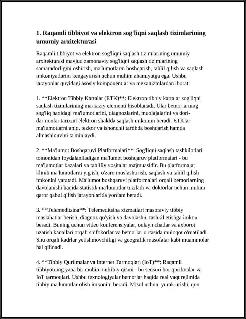 RAQAMLI TIBBIYOT VA ELEKTRON SOG'LIQNI SAQLASH TIZIMLARI 4