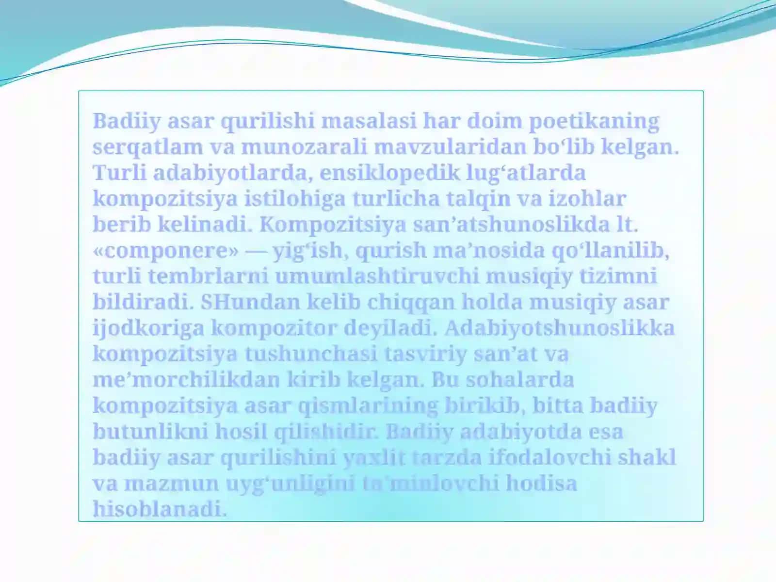 Badiiy asar DAGI kompozitsiONVOSITALAR 4