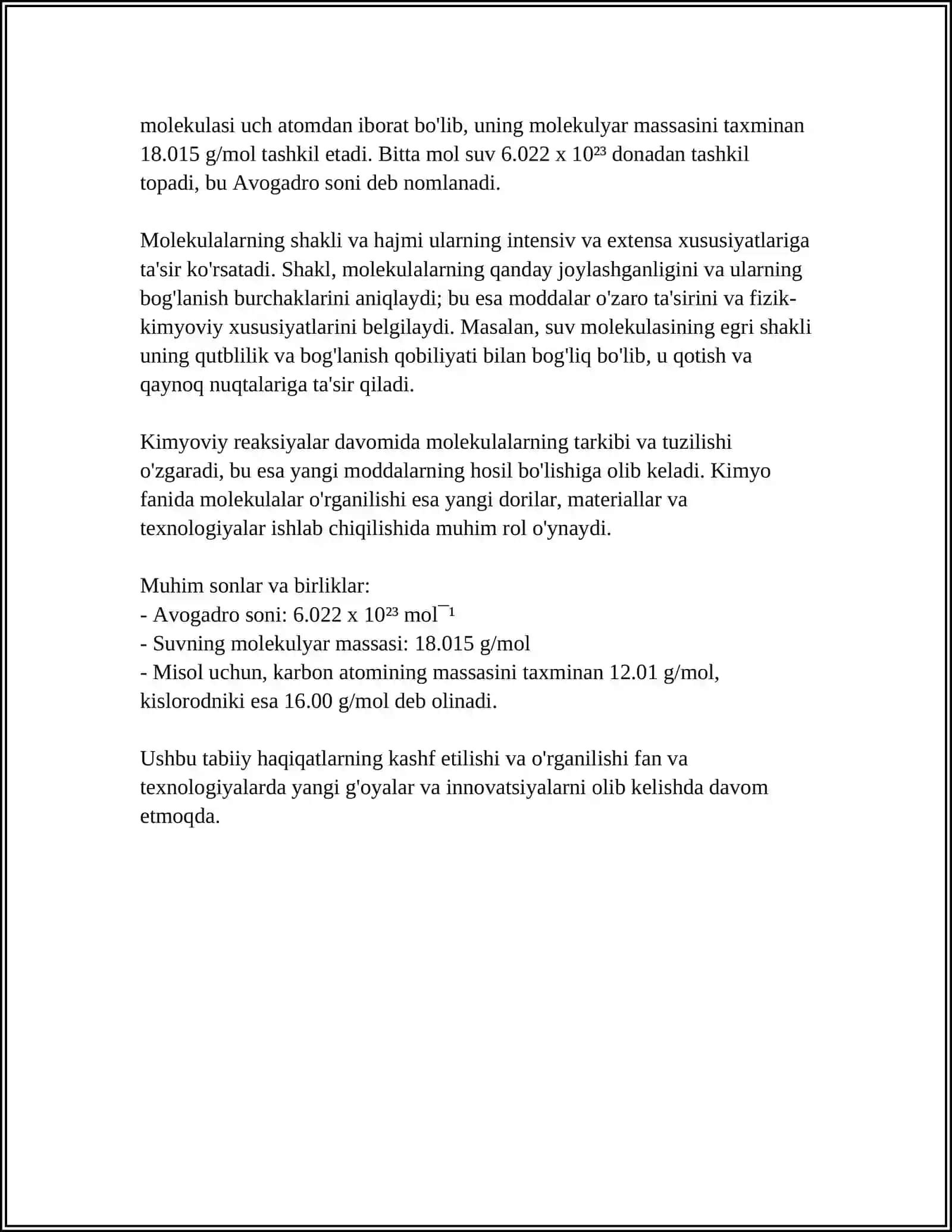 HAYOTNING MOLEKULYAR DARAJASI 4