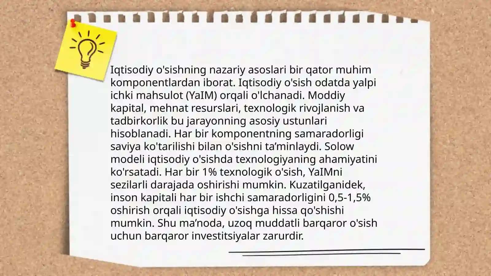Iqtisodiy o'sishning mazmuni, me'zonlari va ko'rsatkichlari va turlari 4