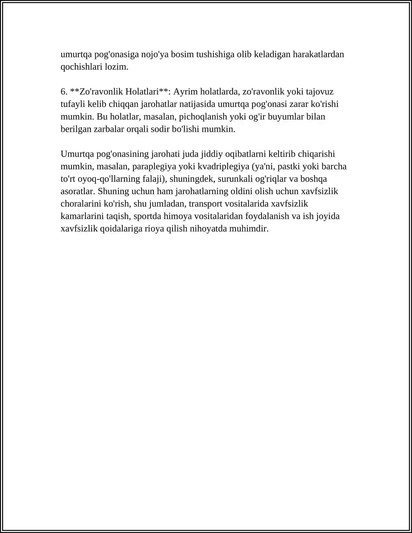 UMURTQA POG'ONASI JANGOVAR JAROHATLARI 4