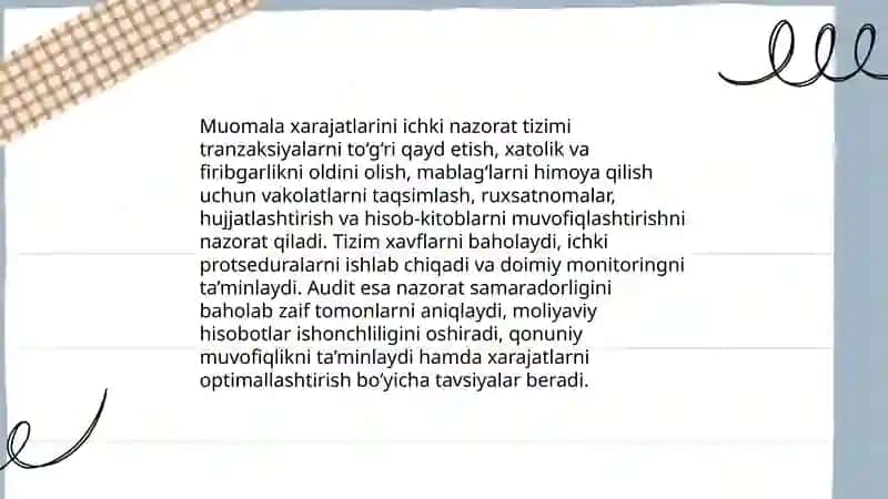 Muomala xarajatlari auditini tartibga solish 4