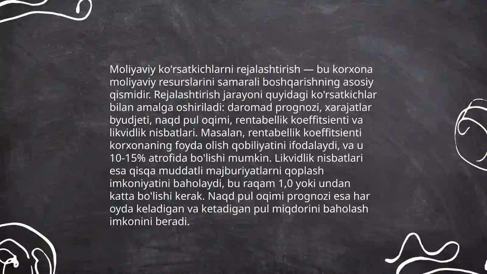 Boshqaruv hisobida asosiy ko’rsatkichlarni rejalashtirish va boshqarish 4