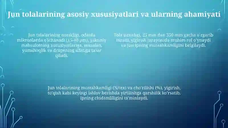 Jun tolasining sifatini belgilovchi standartlar 4