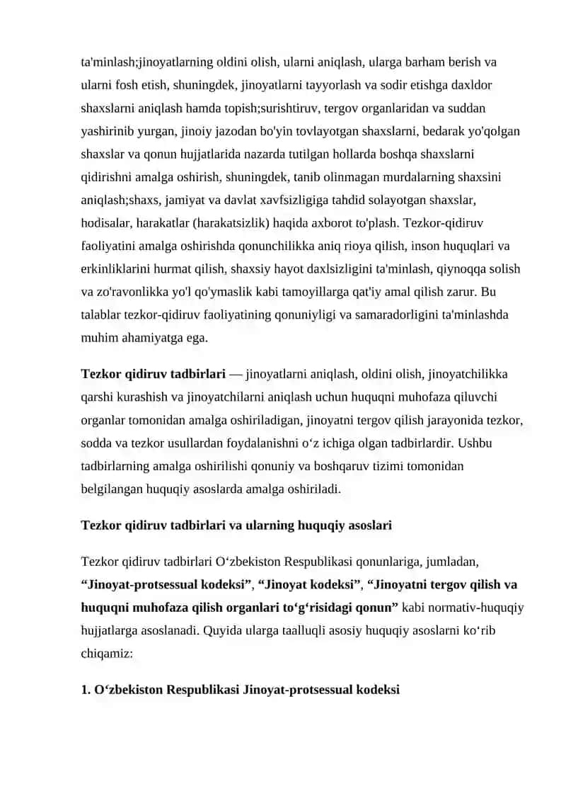 Tezkor qidiruv tadbirlarini o’tkazish shartlari 4