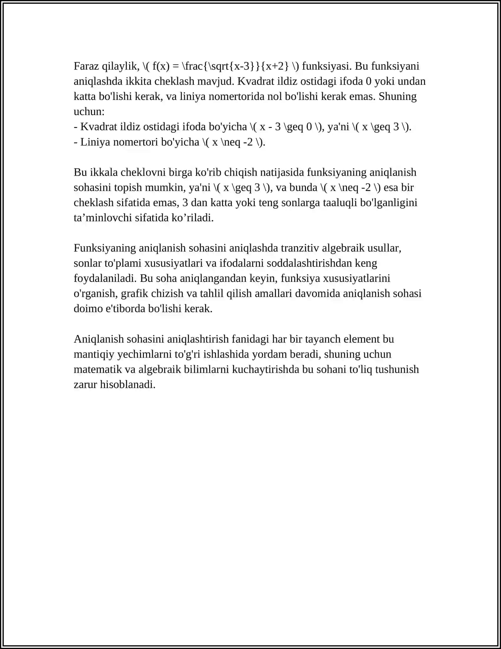FUNKSIYANI TOLA TEKSHIRISH 4