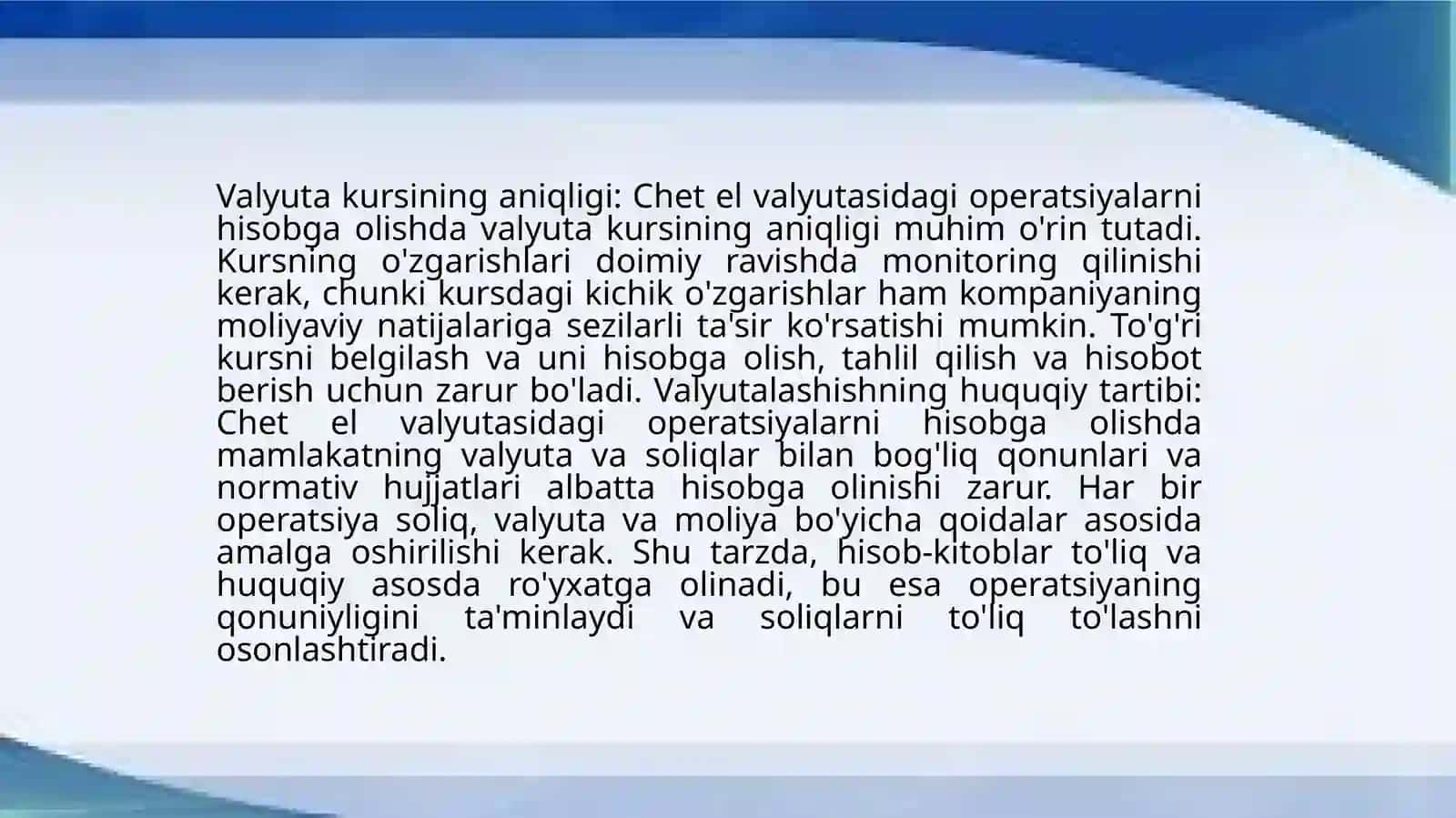Chet elvalyutasidagi operatsiyalarni hisobga olish 4