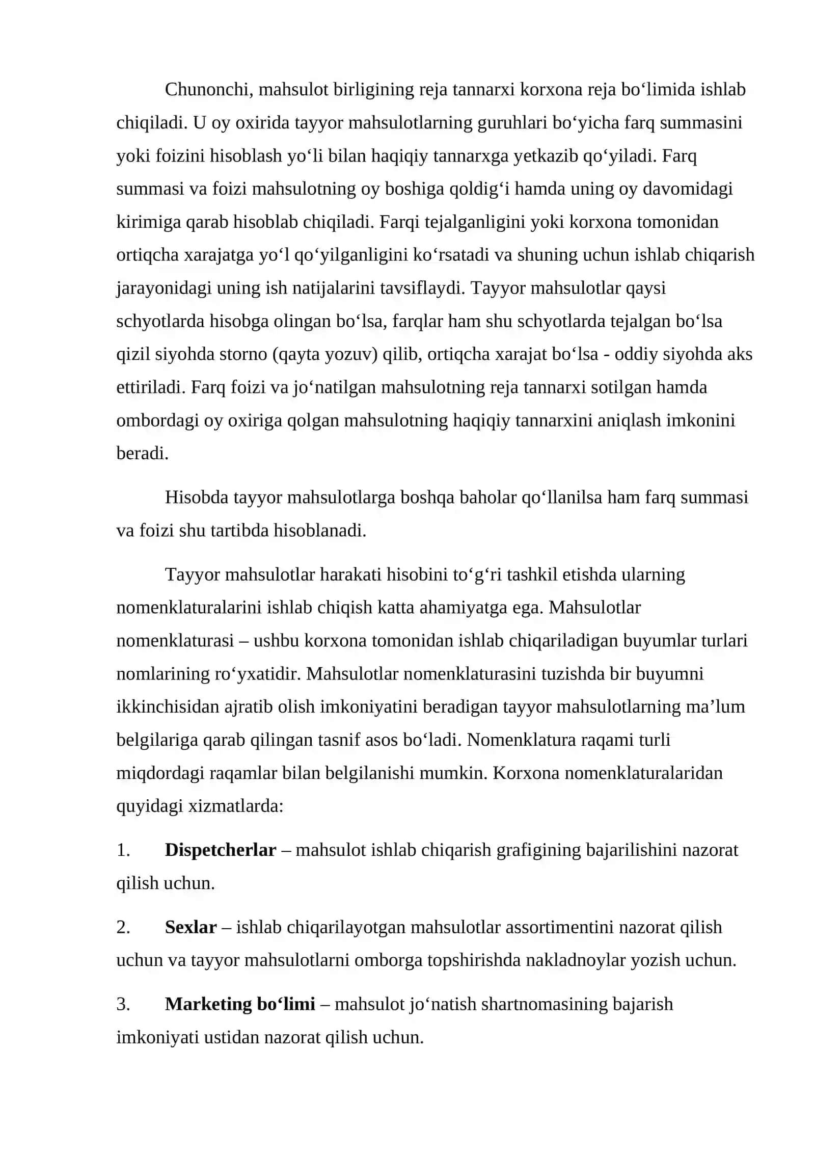 Maxsulot tovar (ish xizmat)lar va ularning hisobi 4
