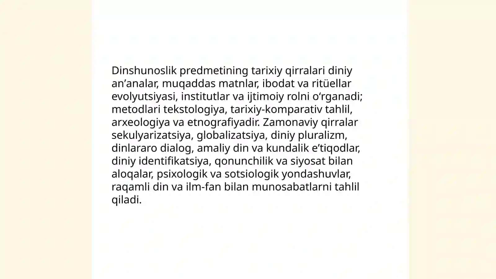 Dinshunoslik fanining predmeti va funksiyalari 4
